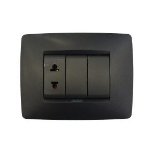 Gewiss GW12287 1M elektrik yuvası + GW12051 vavien mat qara rəng