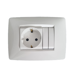 Gewiss GW10241 2M torpaqlı elektrik yuvası + GW10021 0,5M elektrik açarı ağ rəng