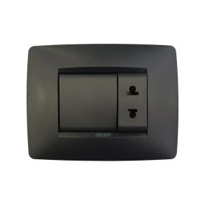 Gewiss GW12031 2M elektrik açarı + GW12287 1M elektrik yuvası mat qara rəng