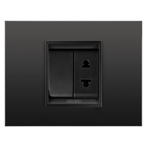 Gewiss GW12001 1M elektrik açarı qara, GW12287 1M elektrik yuvası metal çərçivə monoxrom