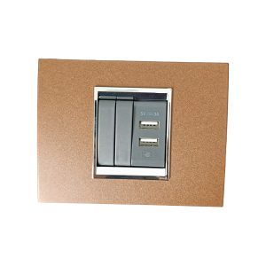 Gewiss GW12021 0,5M elektrik açarı qara, GW12447 USB elektrik yuvası metal çərçivə oksid