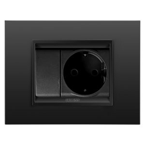 Gewiss GW12091  Ara vavien qara, GW12241 torpaqlı elektrik yuvası metal çərçivə monoxrom