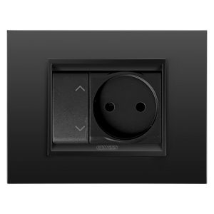 Gewiss GW12121 Jaluzi qalıcı 1-0-2 16A qara, GW12246 2M elektrik yuvası metal çərçivə monoxrom