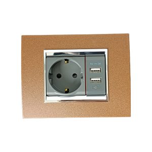 Gewiss GW12241 Torpaqlı elektrik yuvası qara, GW12447 USB elektrik yuvası metal çərçivə oksid