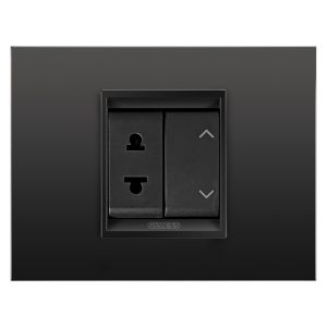 Gewiss GW12287 1M elektrik yuvası qara, GW12121 Jaluzi qalıcı 1-0-2 16A metal çərçivə monoxrom