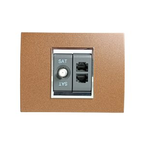 Gewiss GW12371 TV elektrik yuvası qara, GW12403 telefon elektrik yuvası metal çərçivə oksid