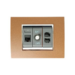 Gewiss GW12423 İnternet elektrik yuvası cat 6 utp qara, GW12371 Televizor elektrik yuvası qara, GW12403 telefon elektrik yuvası metal çərçivə oksid